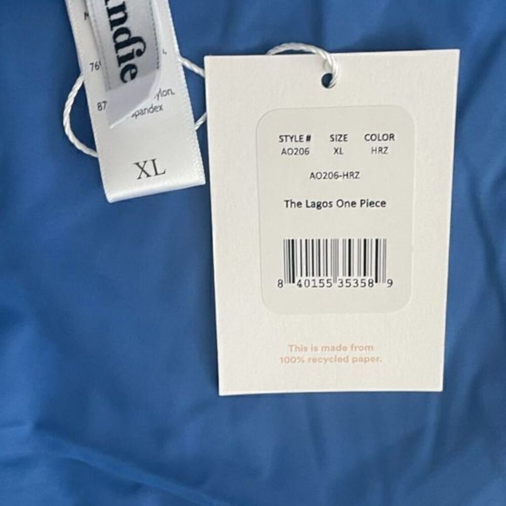 Andie Swim The Lagos One Piece Swimsuit Halter Tie Neck Horizon‎ Blue Size XL - Picture 10 of 14